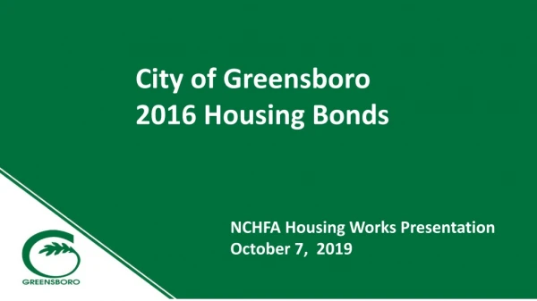 City of Greensboro 2016 Housing Bonds