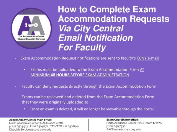 How to Complete Exam Accommodation Requests Via City Central Email Notification For Faculty