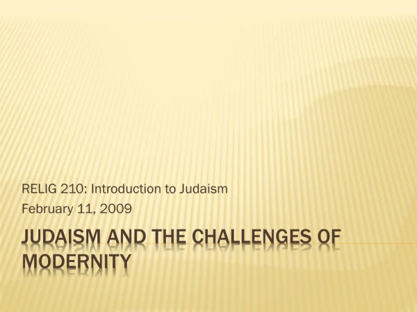 Judaism and the challenges of modernity