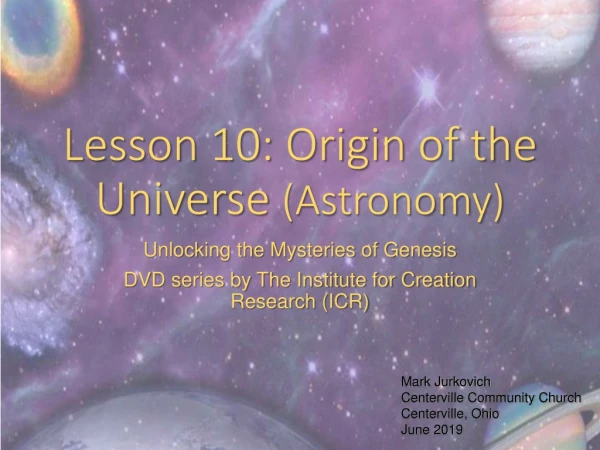 Lesson 10: Origin of the Universe (Astronomy)