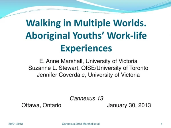 Walking in Multiple Worlds. Aboriginal Youths’ Work-life Experiences