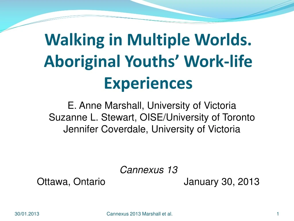 walking in multiple worlds aboriginal youths work life experiences