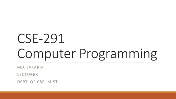 CSE-291 Computer Programming