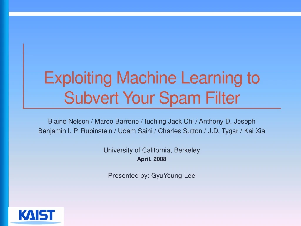 exploiting machine learning to subvert your spam filter