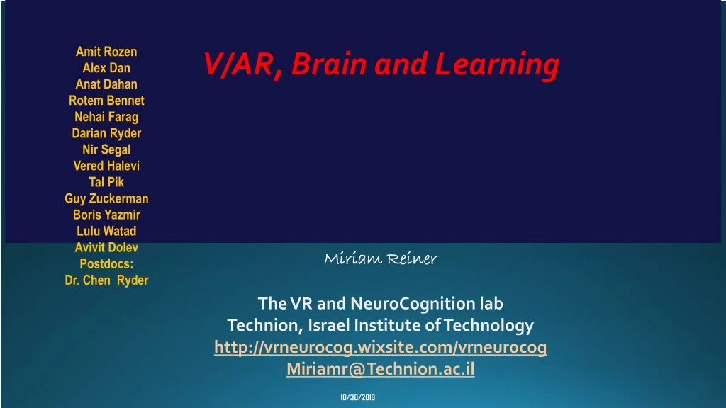 v ar brain and learning