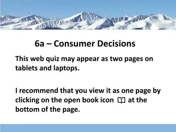 6a – Consumer Decisions
