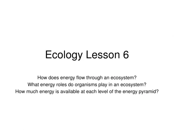 Ecology Lesson 6