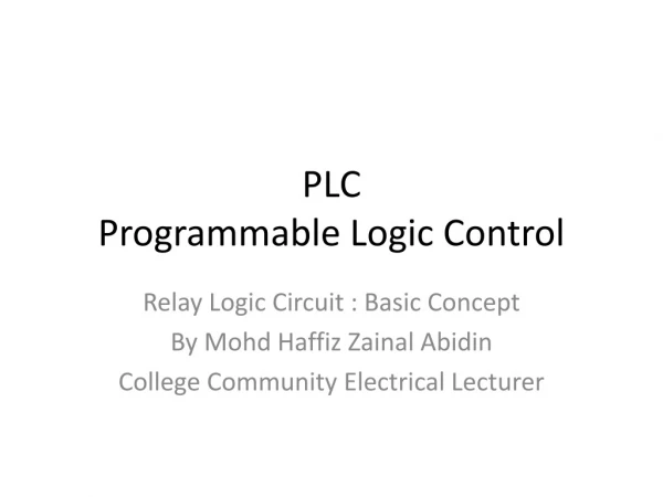 PLC Programmable Logic Control