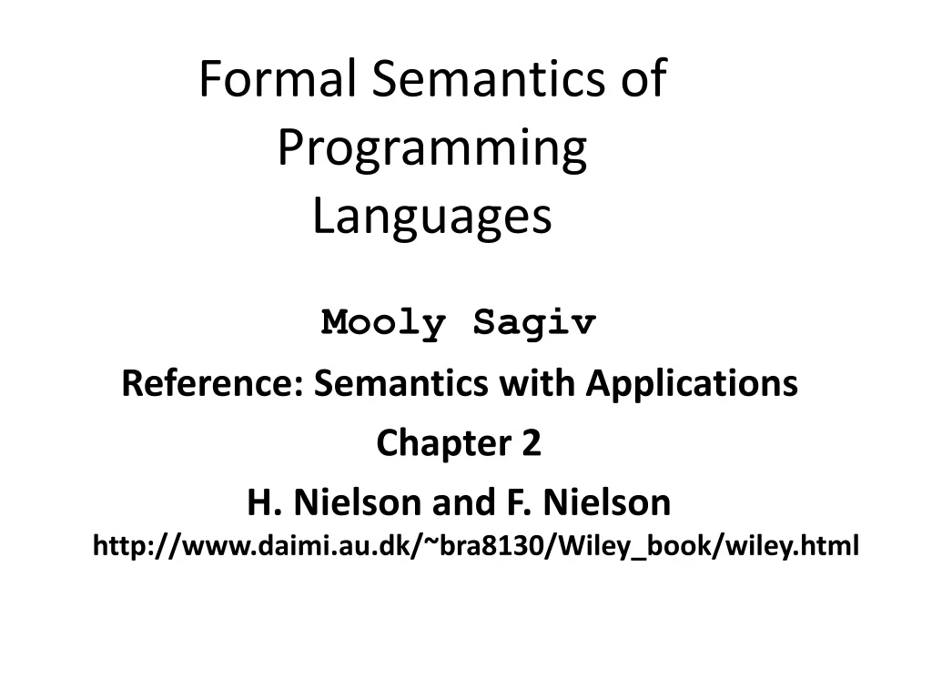 formal semantics of programming languages