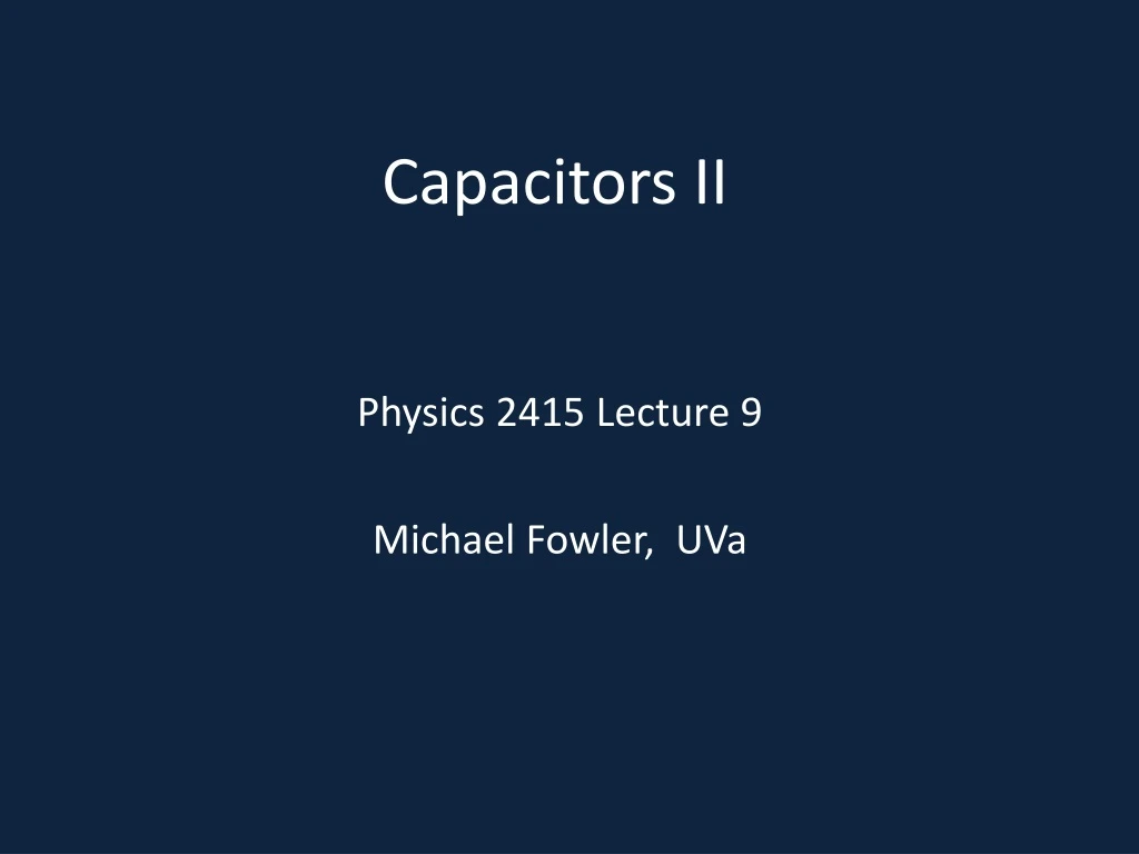 capacitors ii