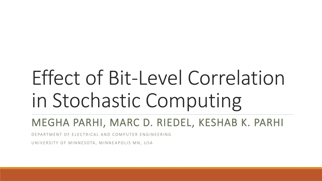 effect of bit level correlation in stochastic computing