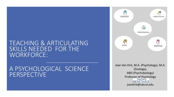 TEACHING &amp; ARTICULATING SKILLS NEEDED FOR THE WORKFORCE: A PSYCHOLOGICAL SCIENCE PERSPECTIVE