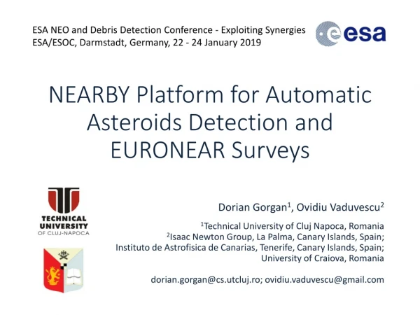 NEARBY Platform for Automatic Asteroids Detection and EURONEAR Surveys