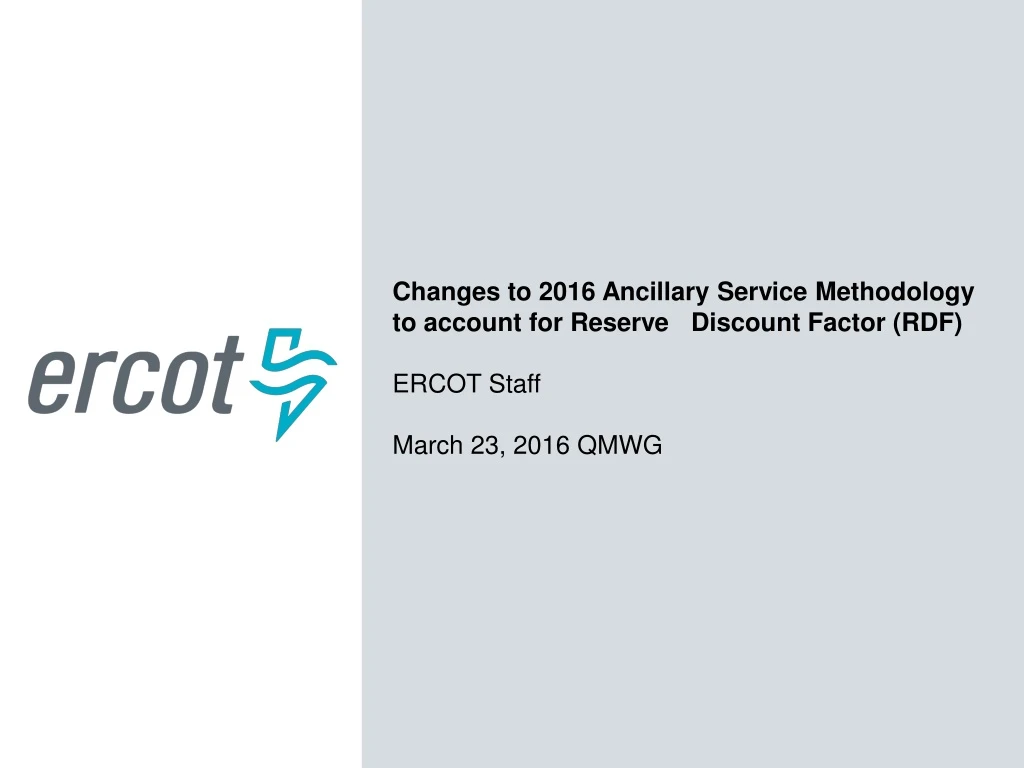 changes to 2016 ancillary service methodology