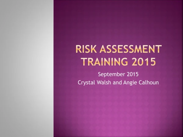 Risk assessment training 2015