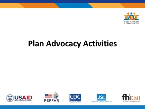 Plan Advocacy Activities