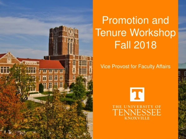 Promotion and Tenure Workshop Fall 2018 Vice Provost for Faculty Affairs