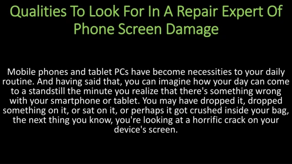 Qualities To Look For In A Repair Expert Of Phone Screen Damage