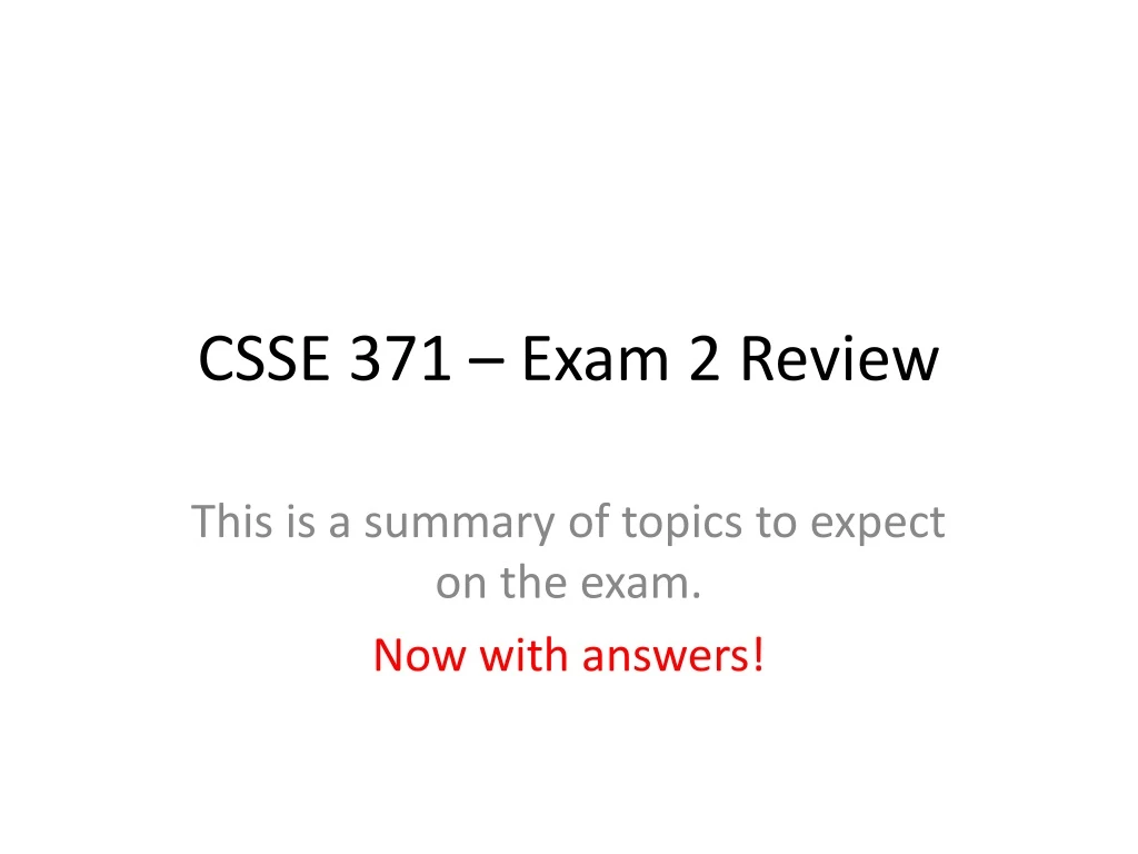 csse 371 exam 2 review