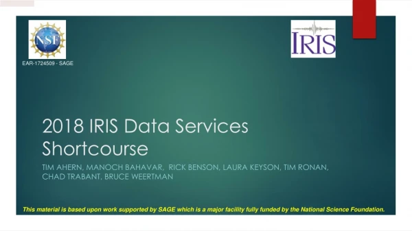 2018 IRIS Data Services Shortcourse