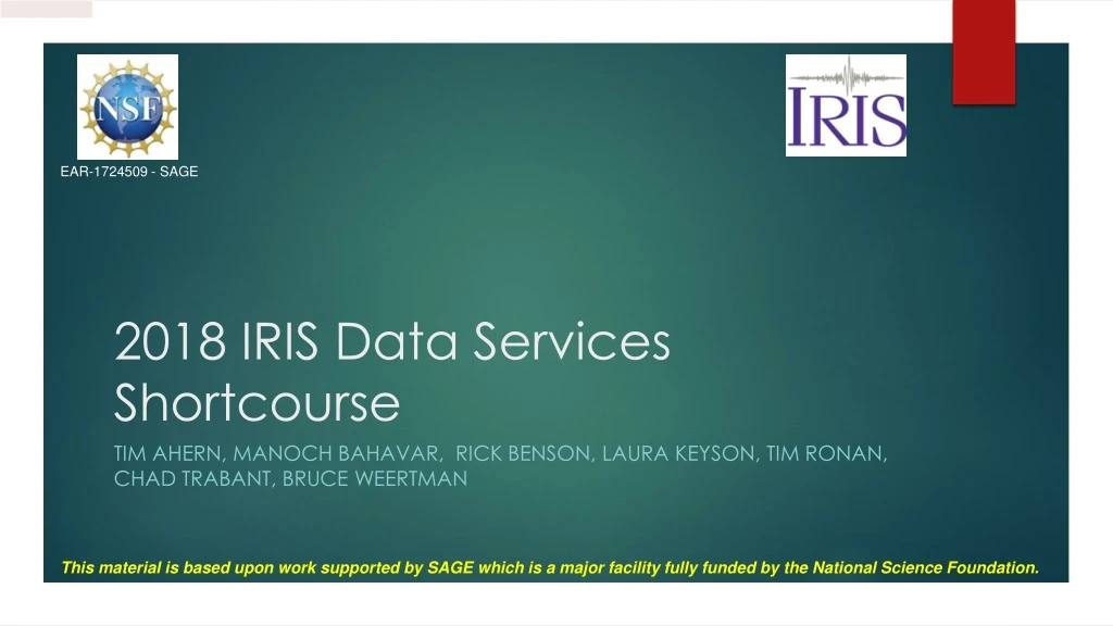 2018 iris data services shortcourse