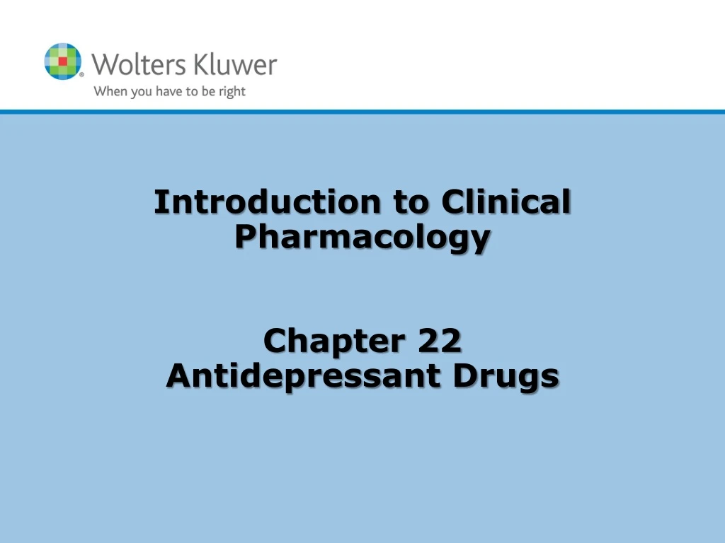 introduction to clinical pharmacology chapter 22 antidepressant drugs