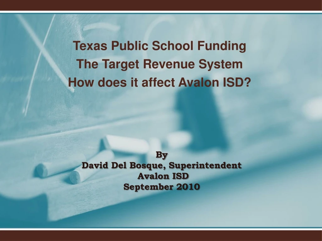 texas public school funding the target revenue system how does it affect avalon isd