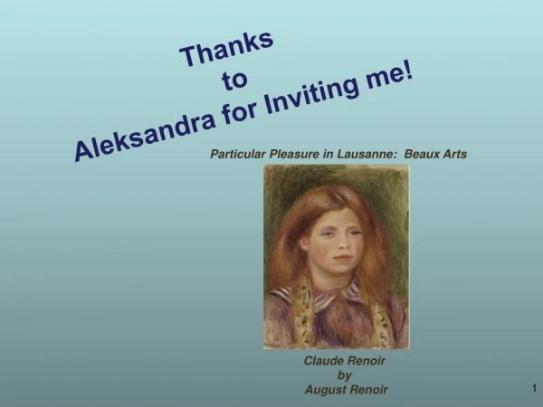 Thanks to Aleksandra for Inviting me!