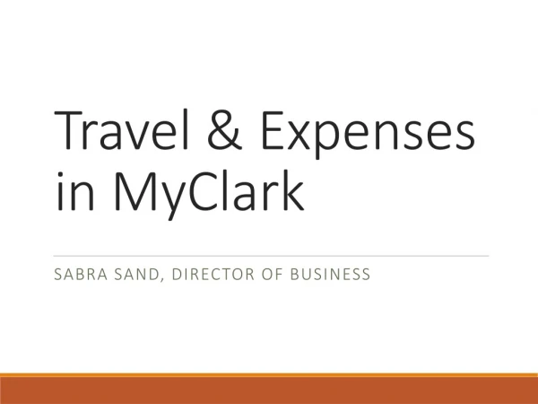 Travel &amp; Expenses in MyClark