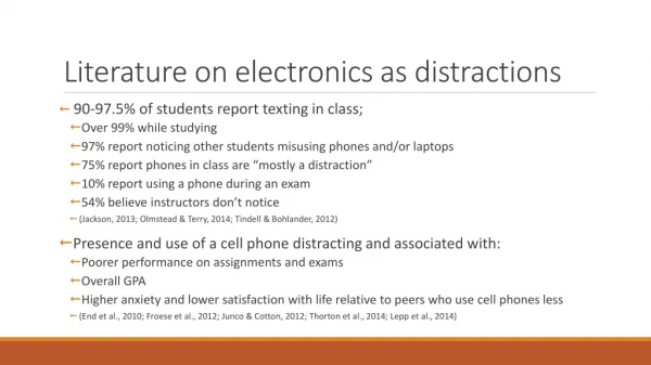 Literature on electronics as distractions