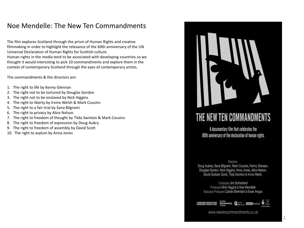 noe mendelle the new ten commandments the film
