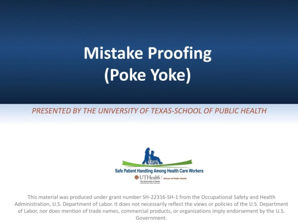 Mistake Proofing (Poke Yoke)