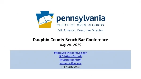 Dauphin County Bench Bar Conference July 20, 2019