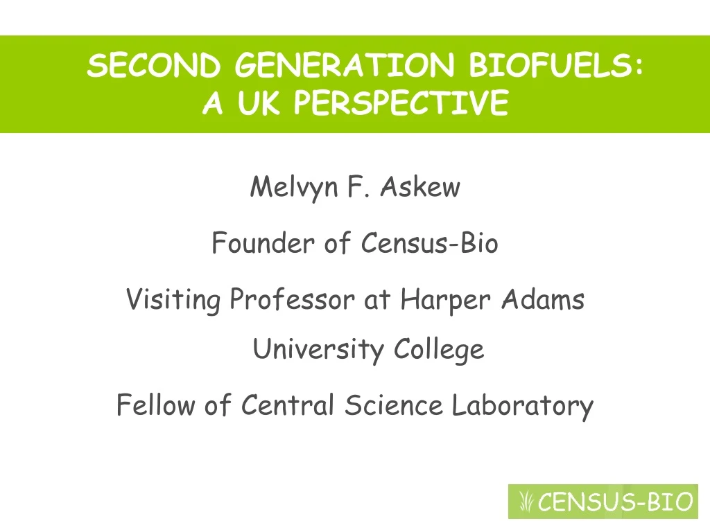 second generation biofuels a uk perspective