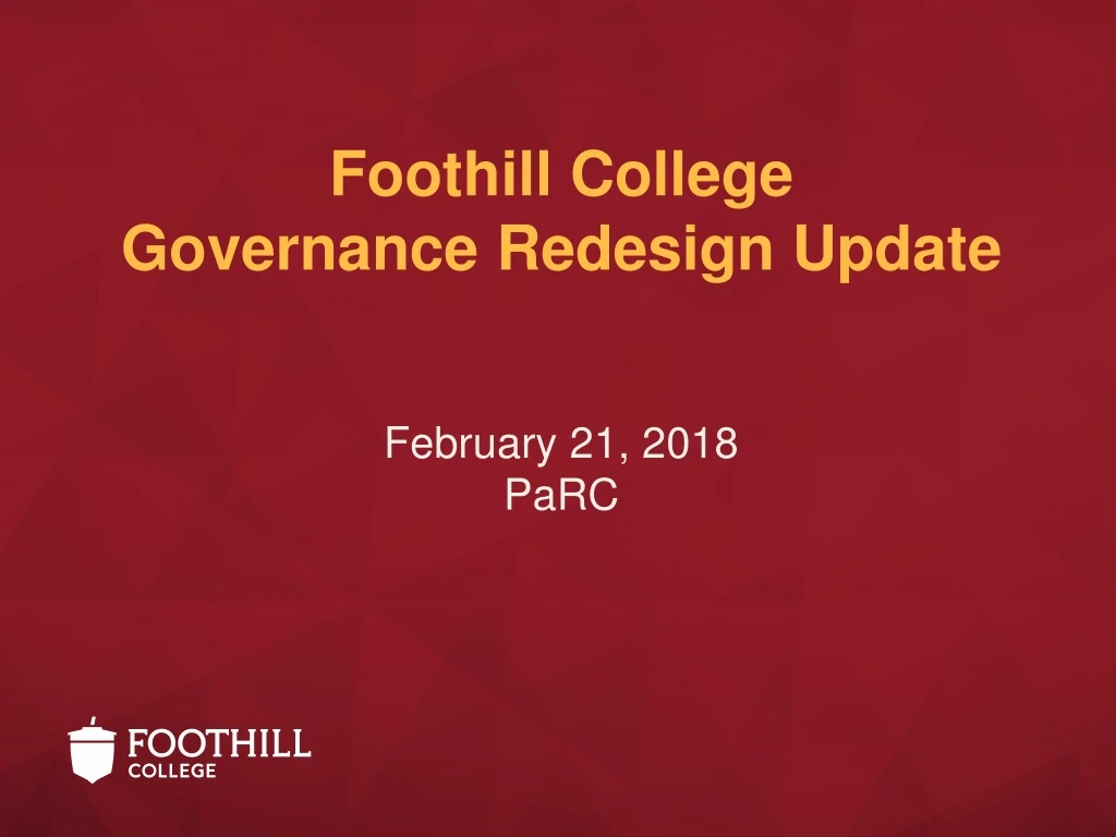 foothill college governance redesign update