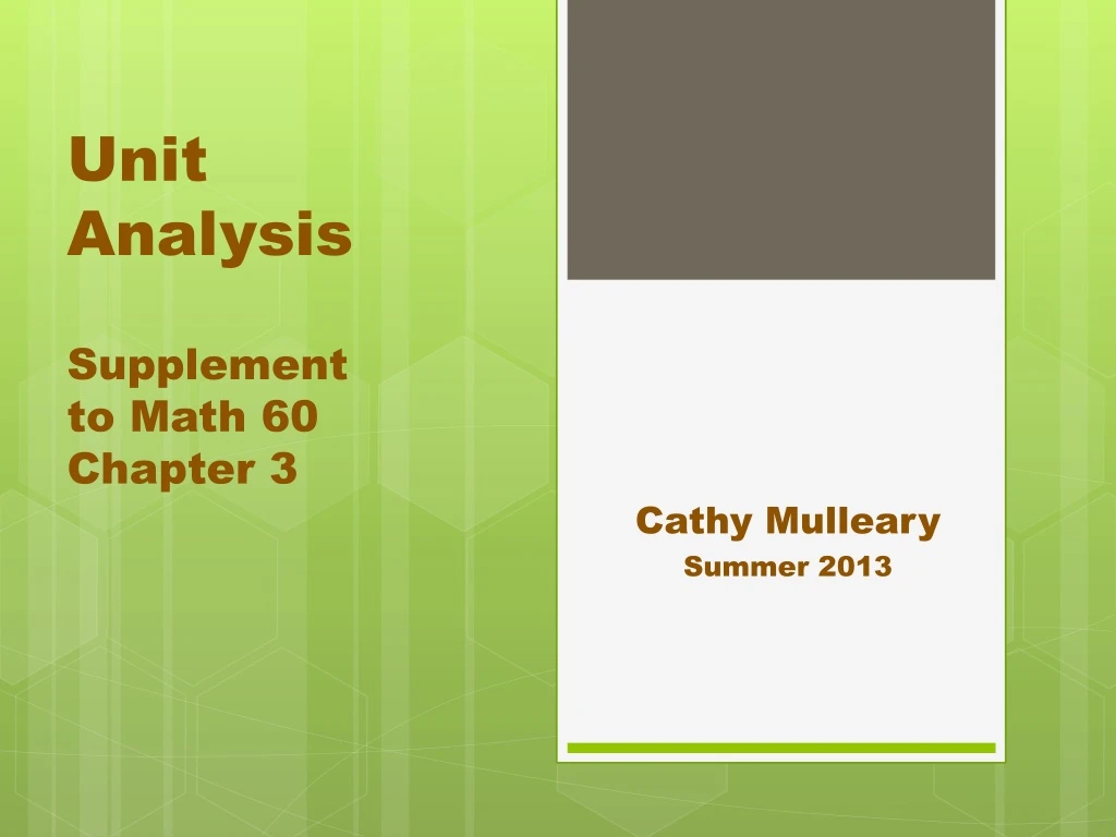 unit analysis supplement to math 60 chapter 3