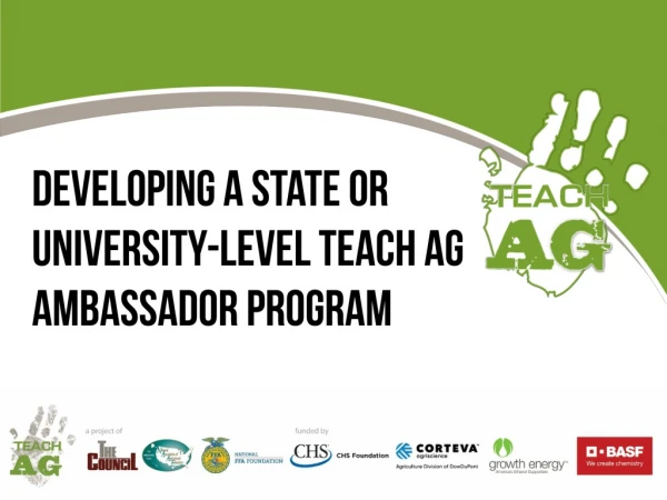 Developing a State or University-Level Teach Ag Ambassador Program