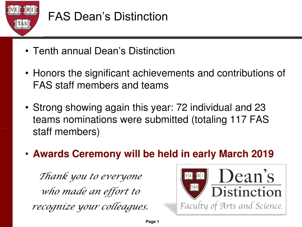 fas dean s distinction