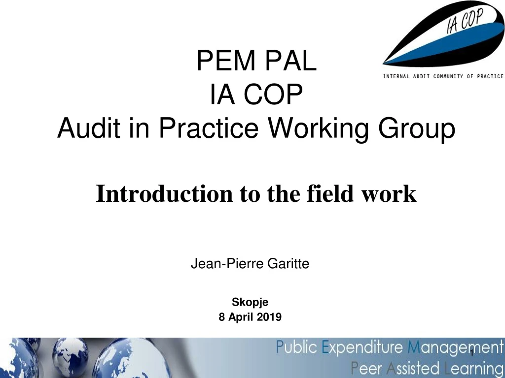 pem pal ia cop audit in practice working group introduction to the field work