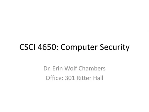 CSCI 4650: Computer Security