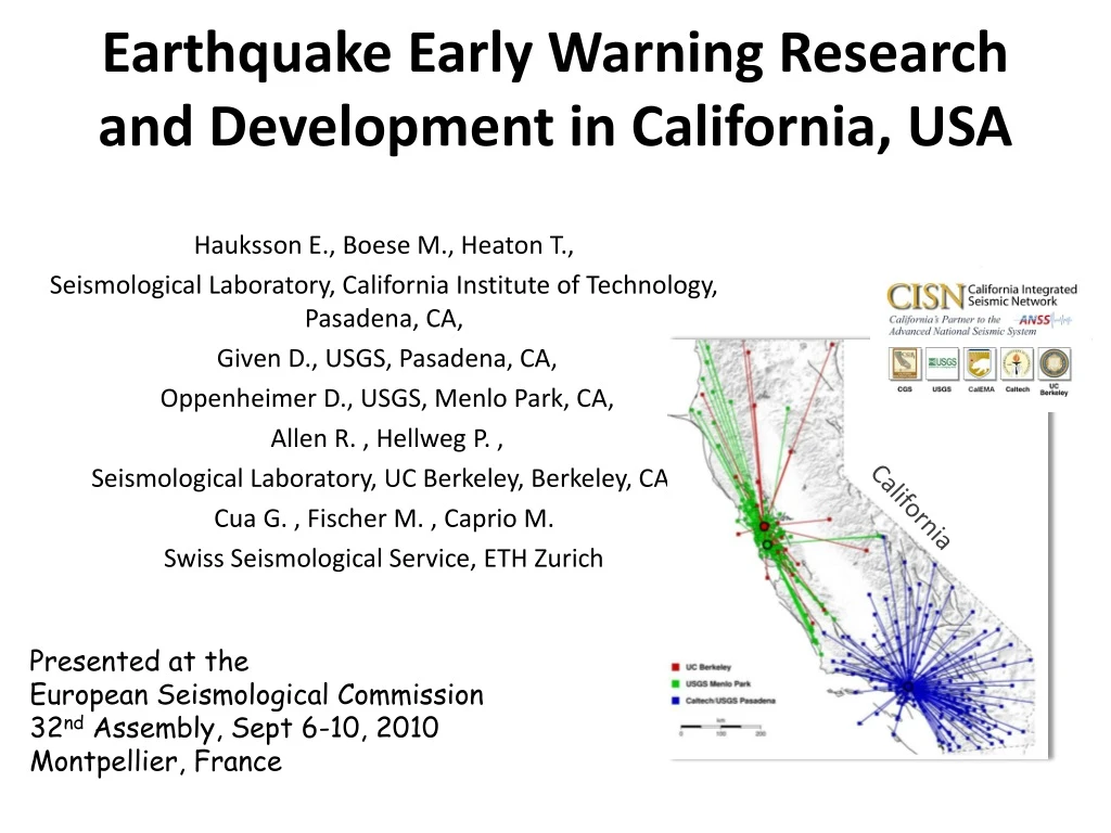 earthquake early warning research and development in california usa
