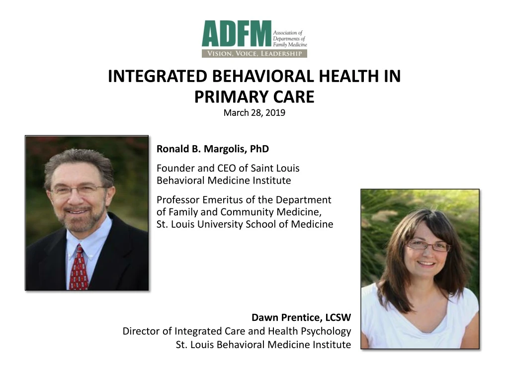 integrated behavioral health in primary care march 28 2019