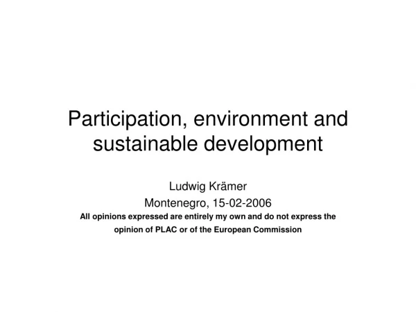 Participation, environment and sustainable development