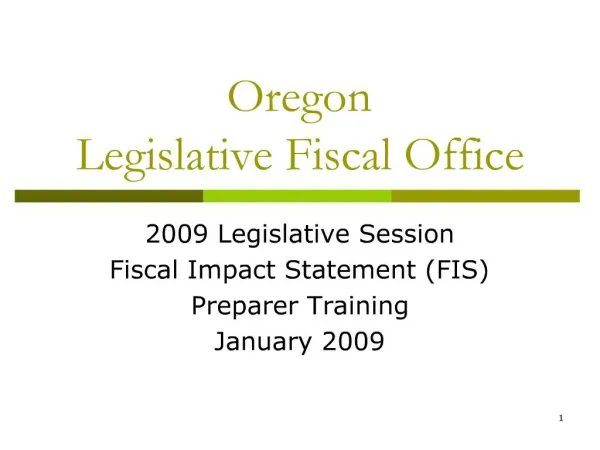 Oregon Legislative Fiscal Office