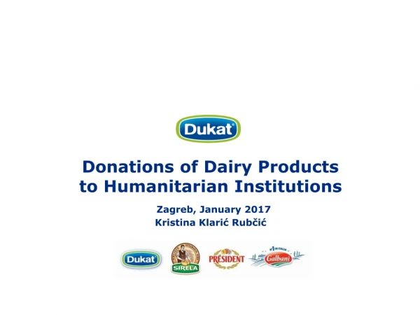 Donations of Dairy Products to Humanitarian Institutions