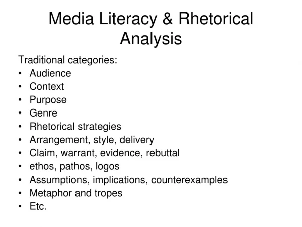 Media Literacy &amp; Rhetorical Analysis