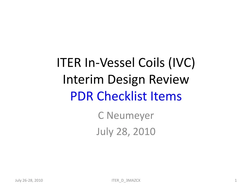 iter in vessel coils ivc interim design review pdr checklist items