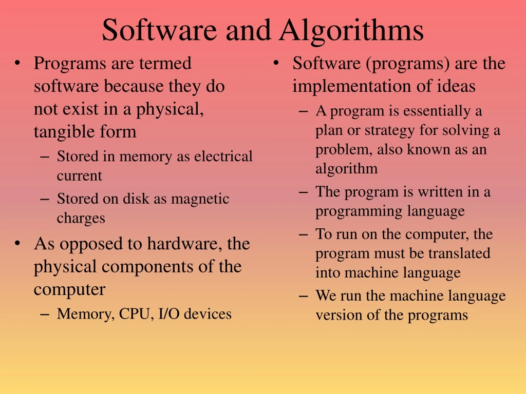software and algorithms