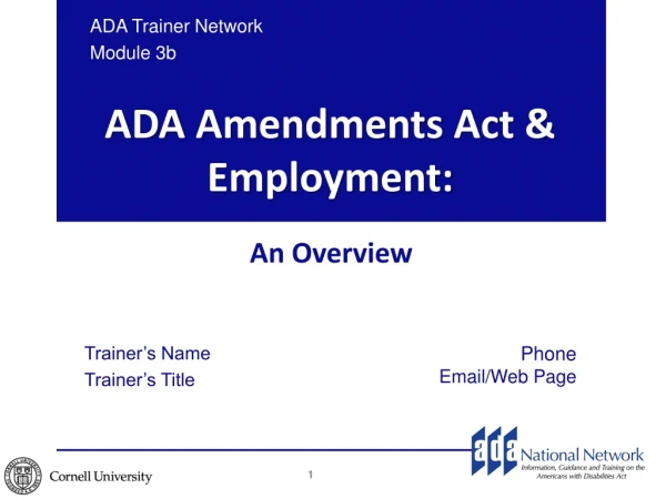 ADA Amendments Act &amp; Employment: