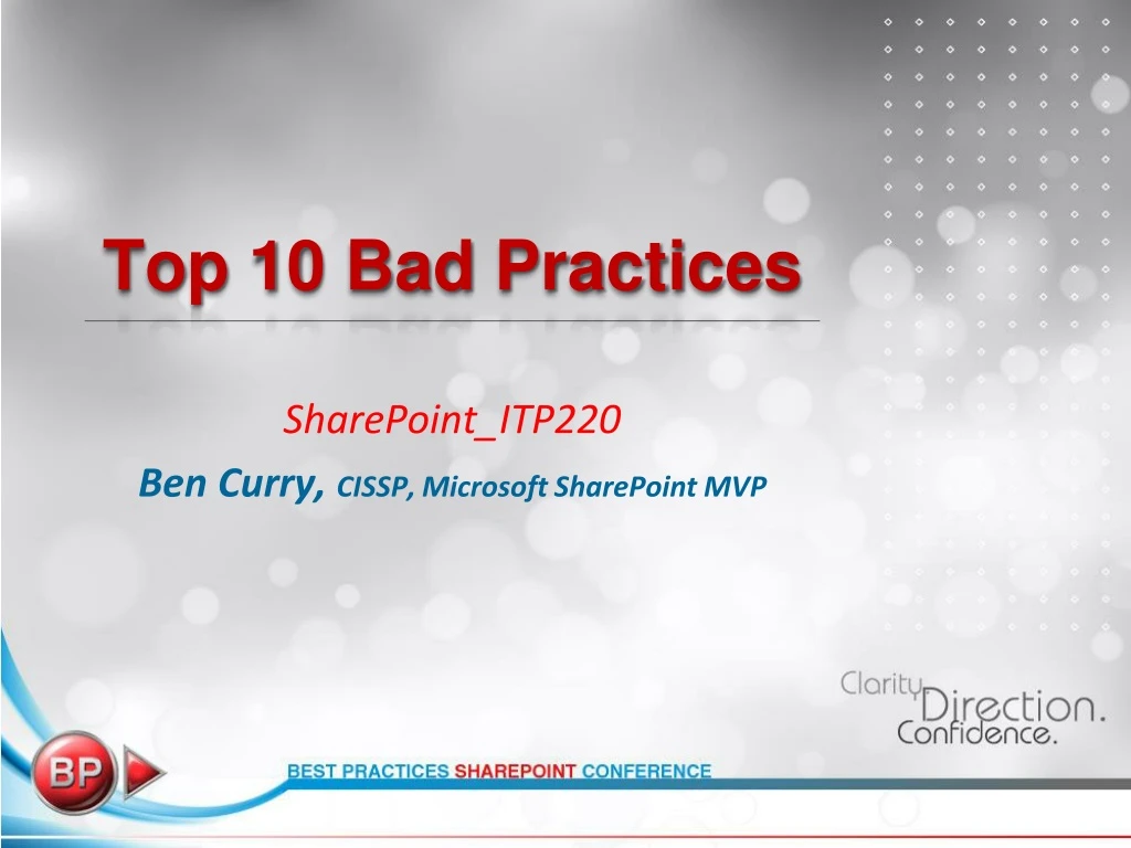 top 10 bad practices